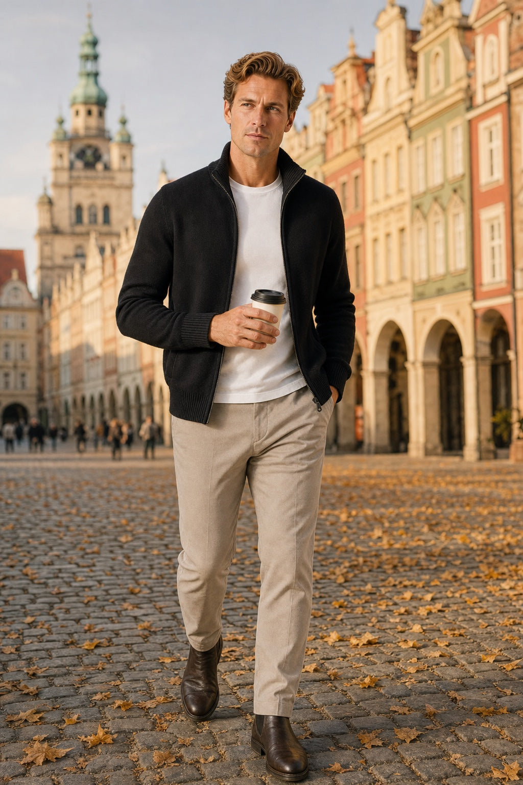 Patryk | Rozpinany Sweter Męski ze Stójką
