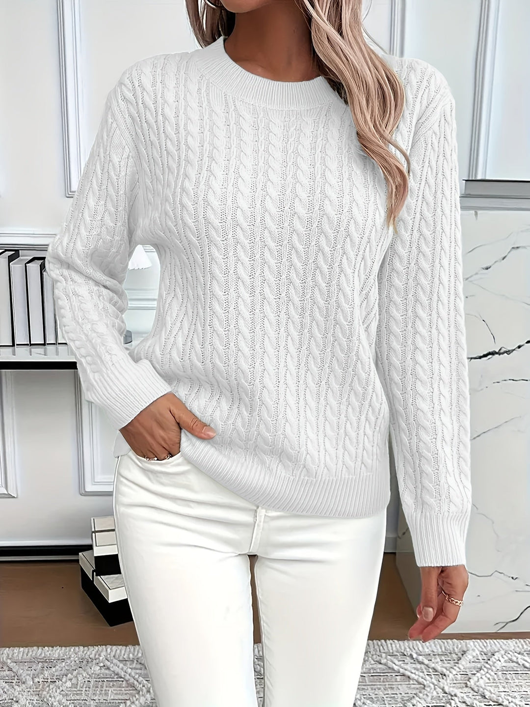 Iga | Damski sweter w warkoczowy splot