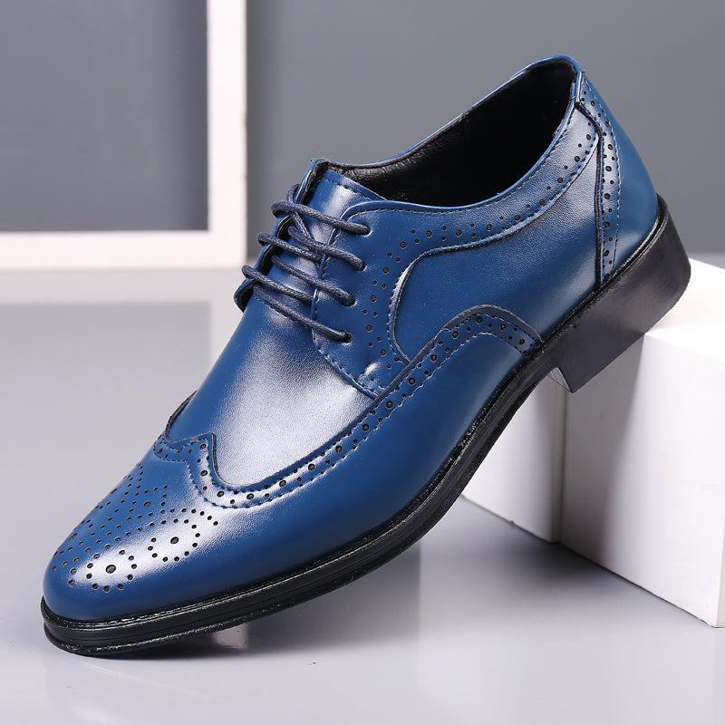 Męskie skórzane buty casual z wycinanym zdobieniem