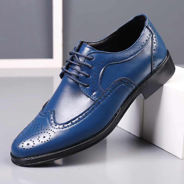 Męskie skórzane buty casual z wycinanym zdobieniem