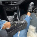 Sara | Sneakersy damskie sznurowane na płaskim obcasie