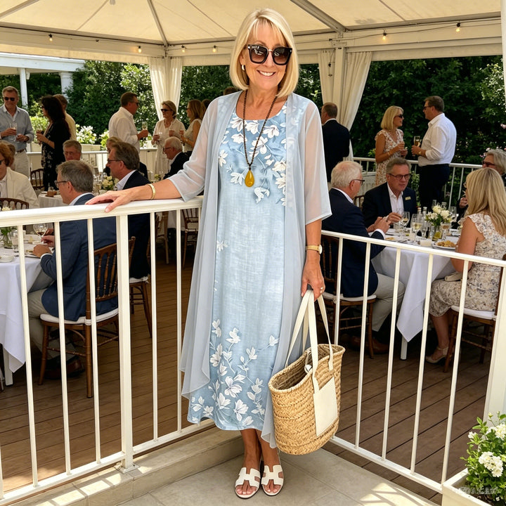Rozalia | Zestaw Damski Sukienka Midi i Kimono