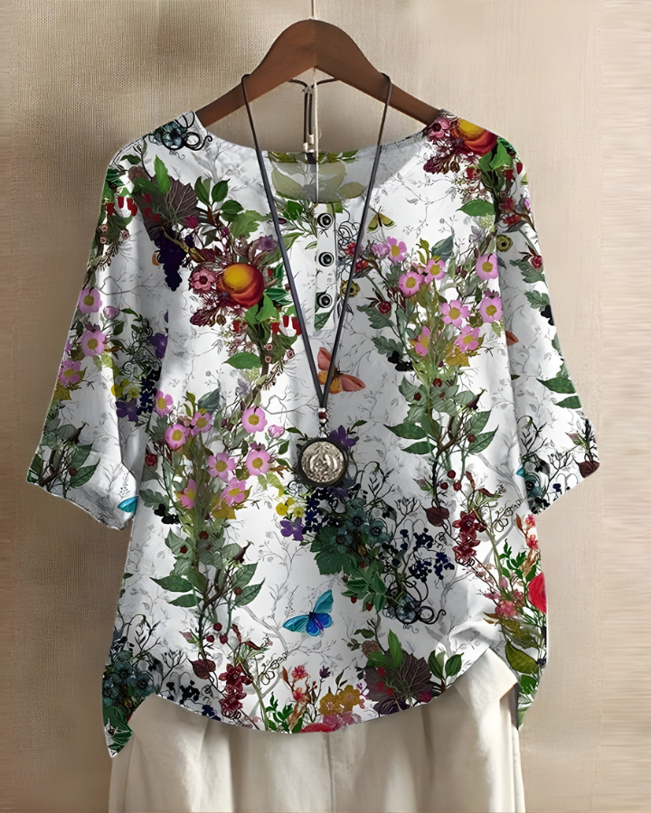 Grażyna | Bluzka Boho z Kolorowym Printem