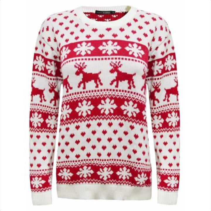 Damski świąteczny sweter ze wzorem śnieżynek