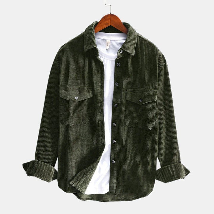 Męska koszula sztruksowa z długim rękawem w slim fit