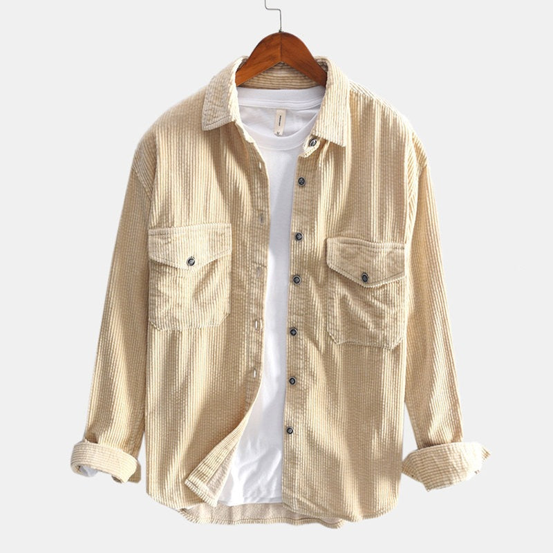 Męska koszula sztruksowa z długim rękawem w slim fit