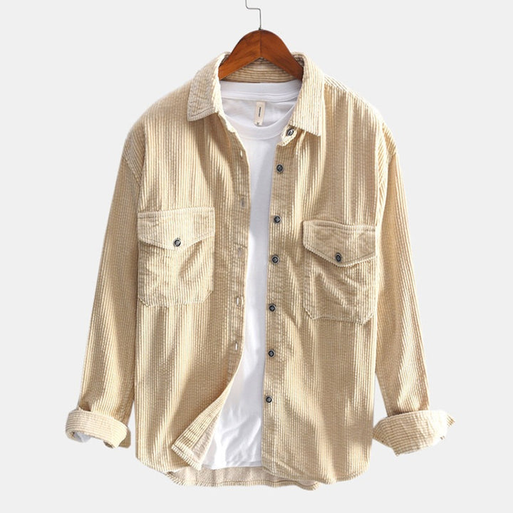 Męska koszula sztruksowa z długim rękawem w slim fit
