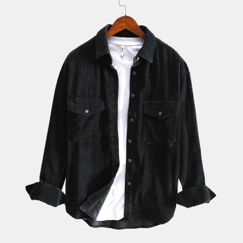 Męska koszula sztruksowa z długim rękawem w slim fit