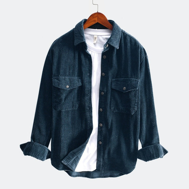 Męska koszula sztruksowa z długim rękawem w slim fit