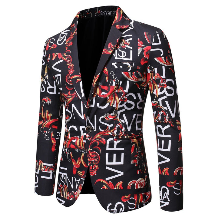 Męska marynarka slim fit z nadrukiem literowym