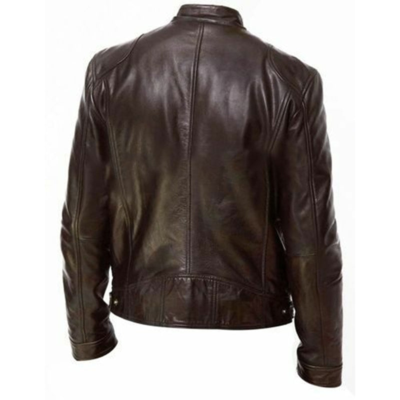 Męska kurtka slim fit z imitacji skóry PU