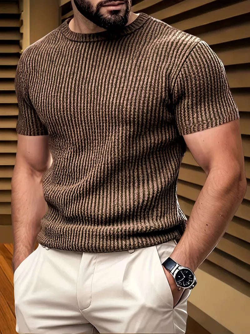 Alan | Męski T-Shirt z Fakturą Jacquard