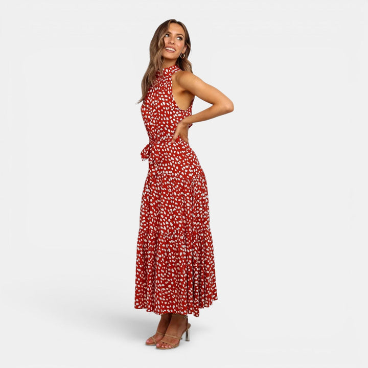 Alicja | Granatowa Sukienka Maxi w Groszki