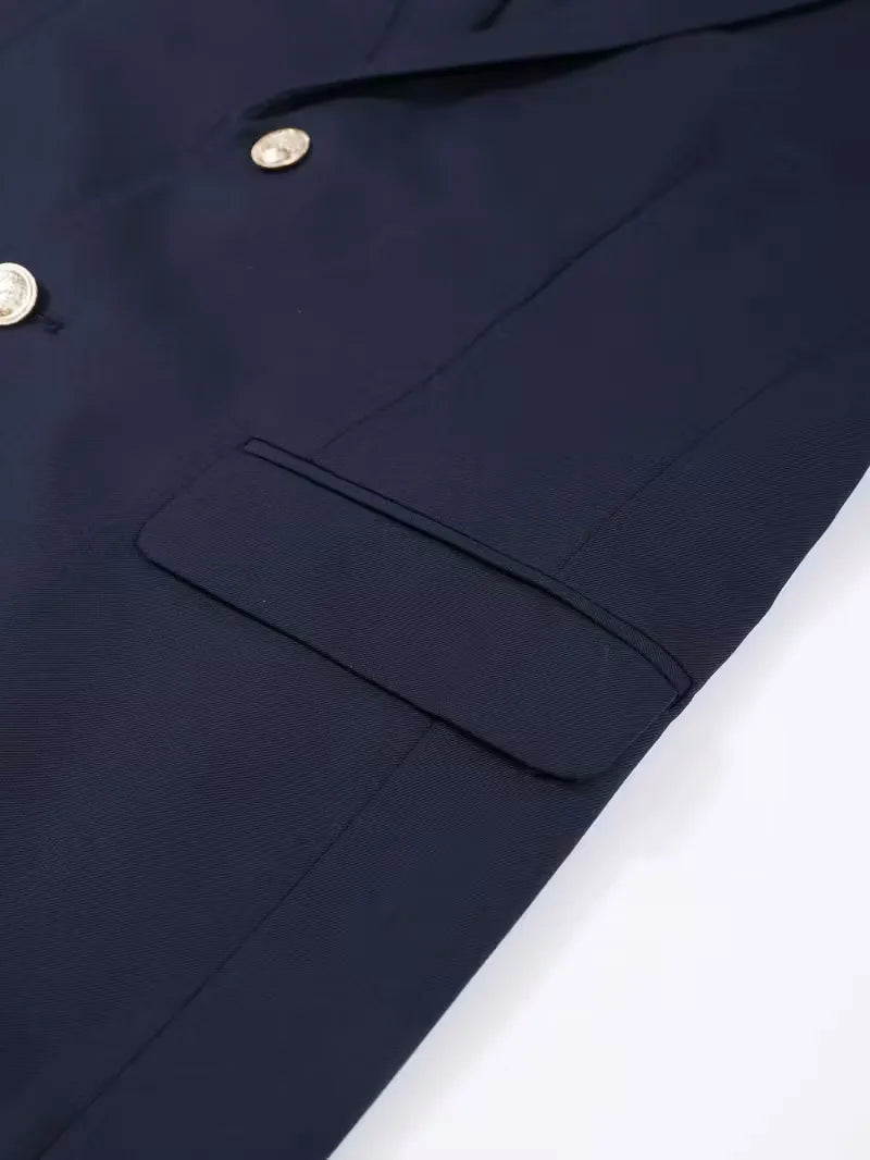 Kornel | Męska Marynarka Slim Fit ze Złotymi Guzikami