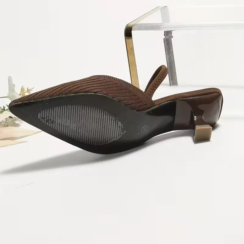 Ewa | brązowe czółenka slingback