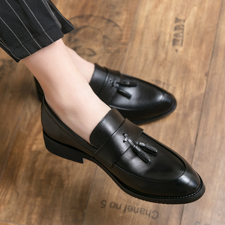 Męskie loafersy z chwostem, skórzane buty wizytowe