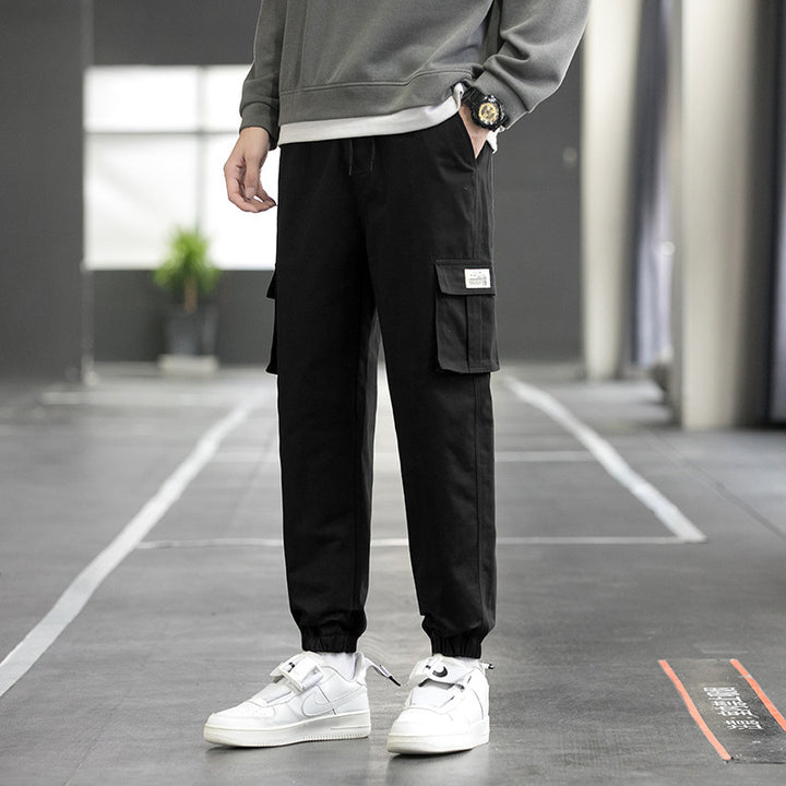 Męskie spodnie cargo joggery w kolorze khaki