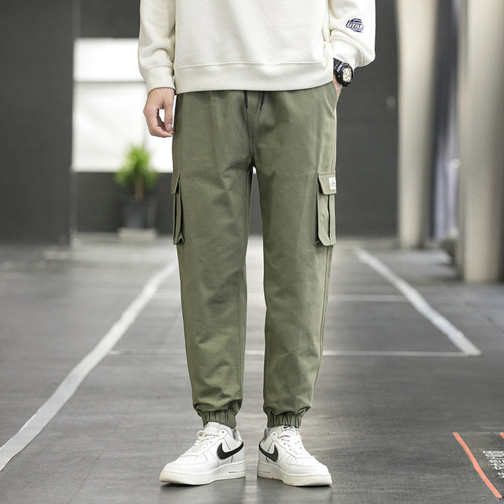 Męskie spodnie cargo joggery w kolorze khaki