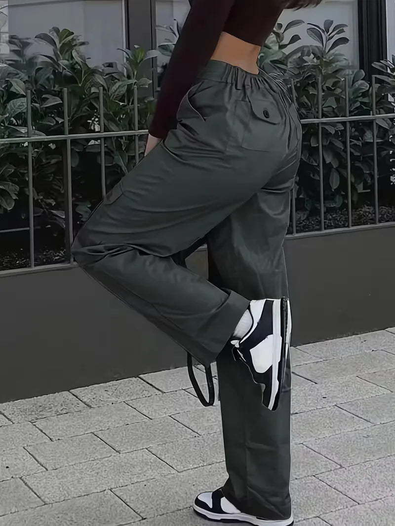 Nadia | Spodnie Cargo z Wysokim Stanem