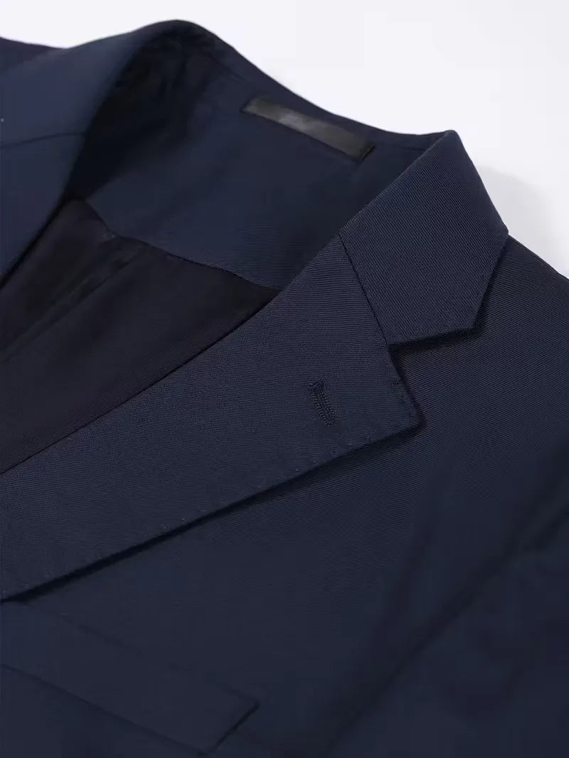 Kornel | Męska Marynarka Slim Fit ze Złotymi Guzikami