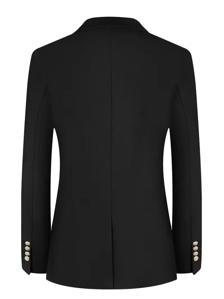 Kornel | Męska Marynarka Slim Fit ze Złotymi Guzikami
