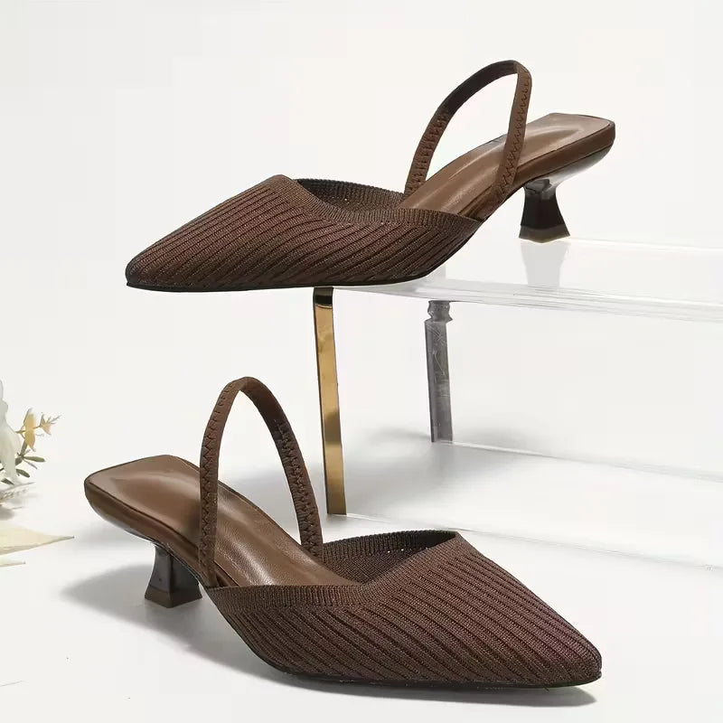 Ewa | brązowe czółenka slingback