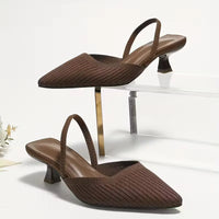Ewa | brązowe czółenka slingback