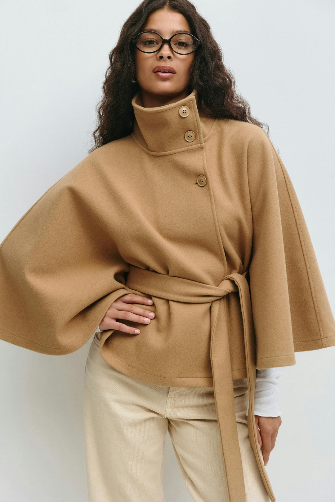 Karolina | Elegancka Peleryna Damska z Paskiem