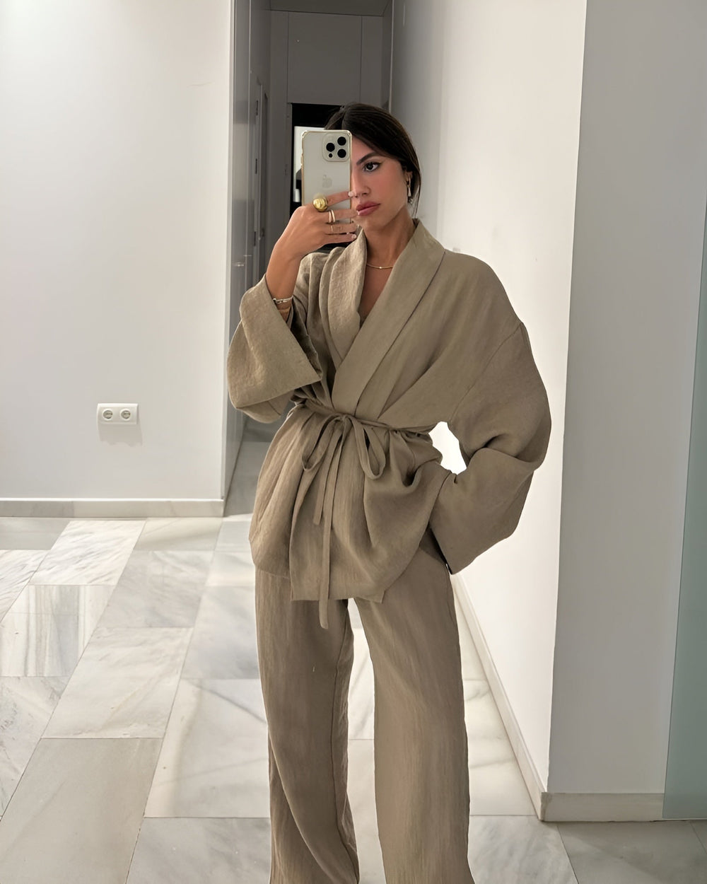 Oktawia | Komplet damski góra kimono i spodnie