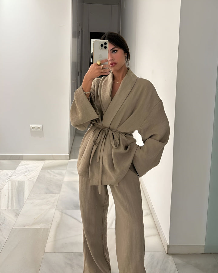 Oktawia | Komplet damski góra kimono i spodnie