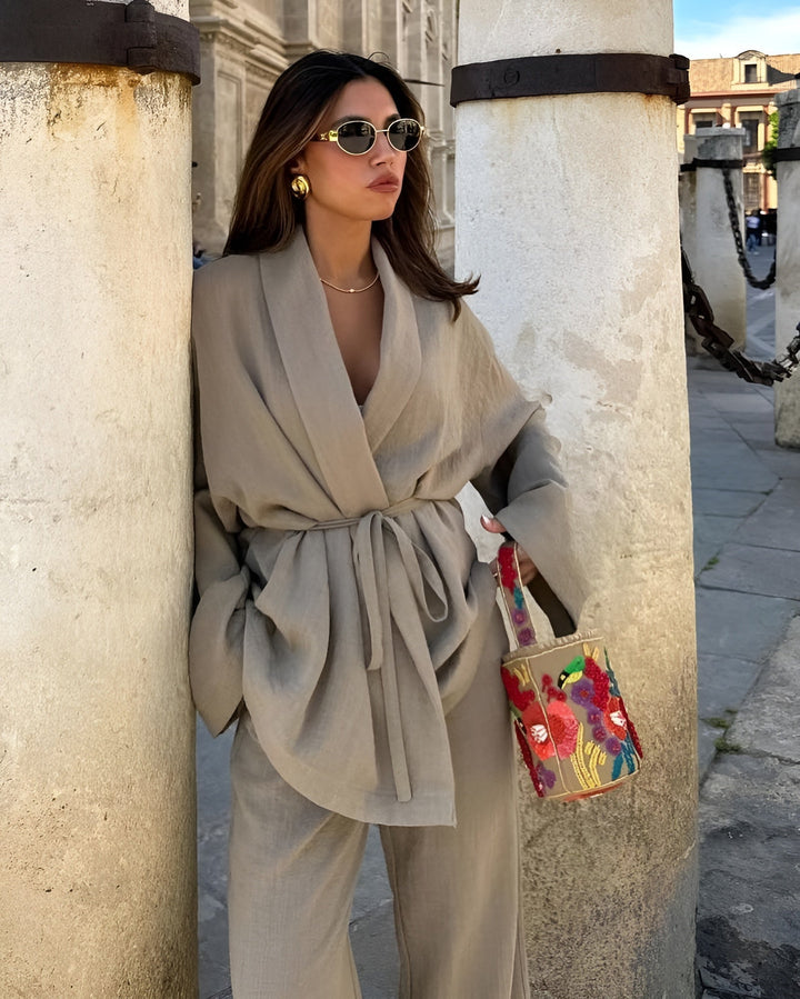 Oktawia | Komplet damski góra kimono i spodnie