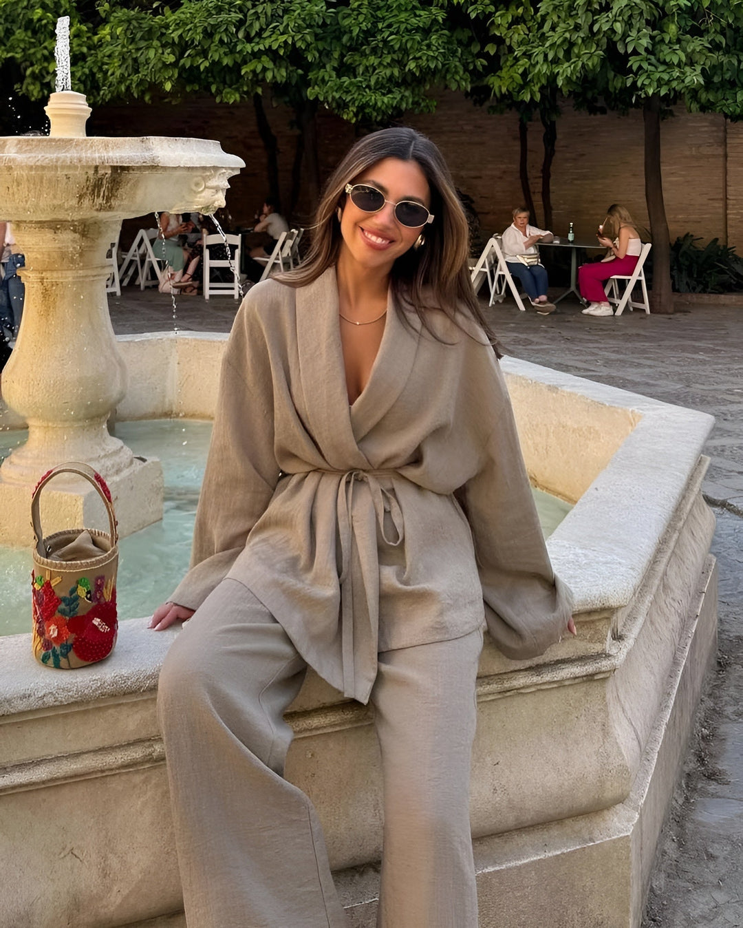 Oktawia | Komplet damski góra kimono i spodnie
