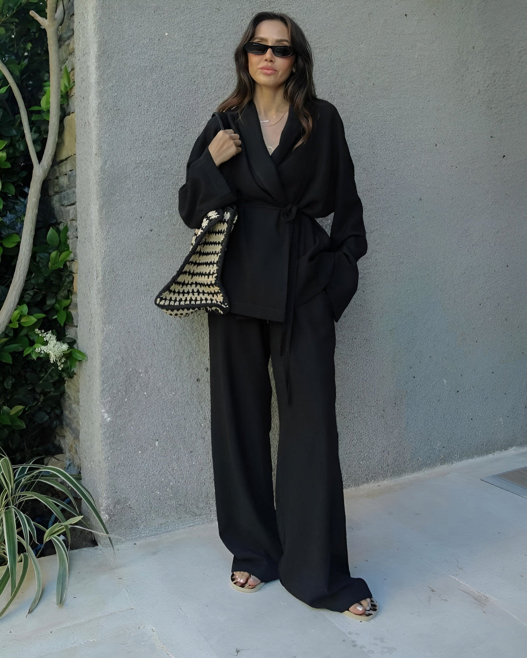 Oktawia | Komplet damski góra kimono i spodnie