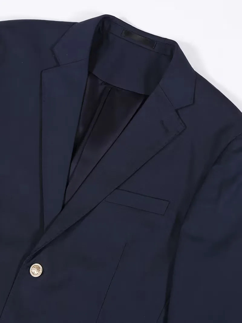 Kornel | Męska Marynarka Slim Fit ze Złotymi Guzikami