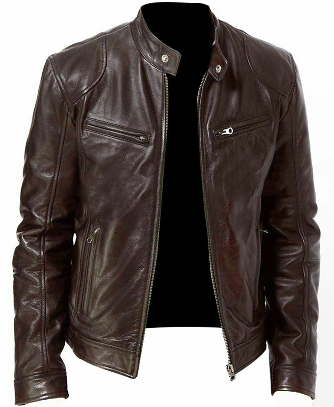 Męska kurtka ze skóry PU slim fit