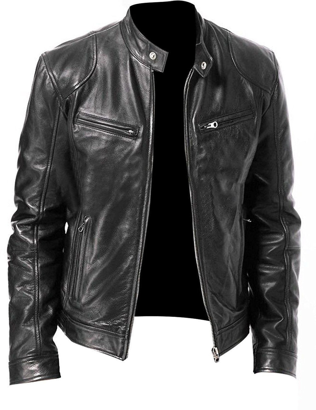 Męska kurtka ze skóry PU slim fit