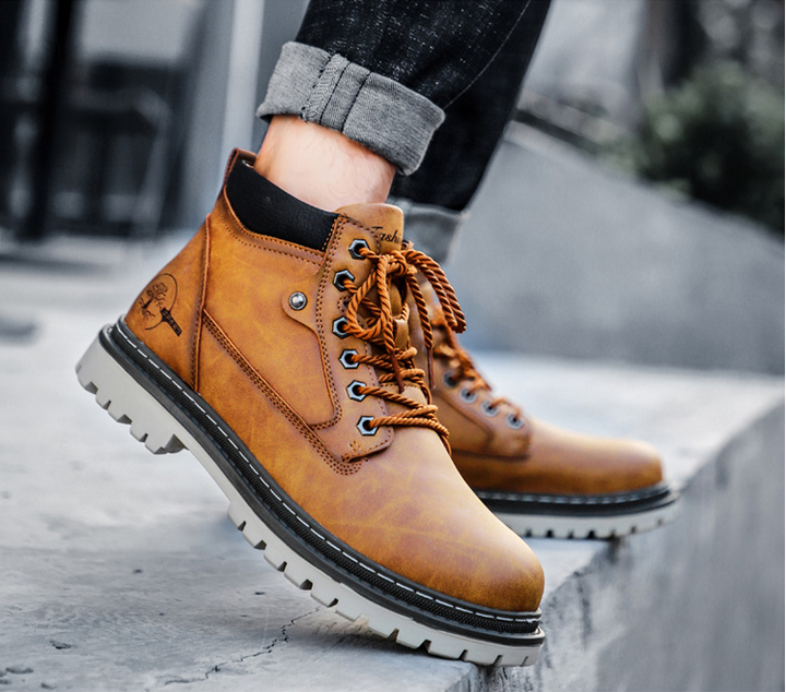 Wysokie buty męskie casual ze skóry w kolorze czarnym