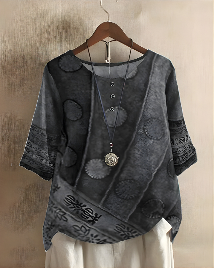Grażyna | Bluzka Boho z Kolorowym Printem