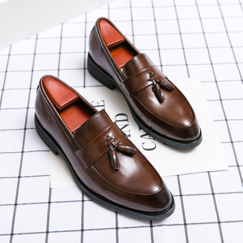 Męskie loafersy z chwostem, skórzane buty wizytowe