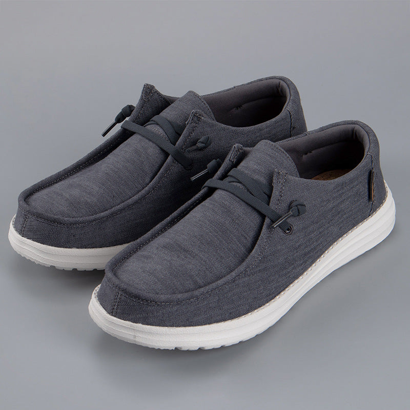 Męskie loafery casual slip-on z płótna w kolorze czarnym