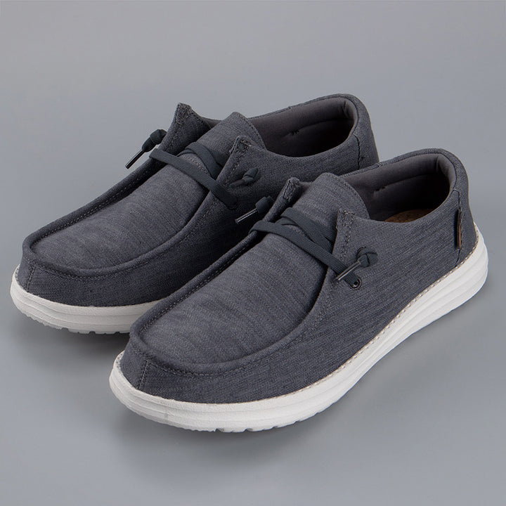 Męskie loafery casual slip-on z płótna w kolorze czarnym