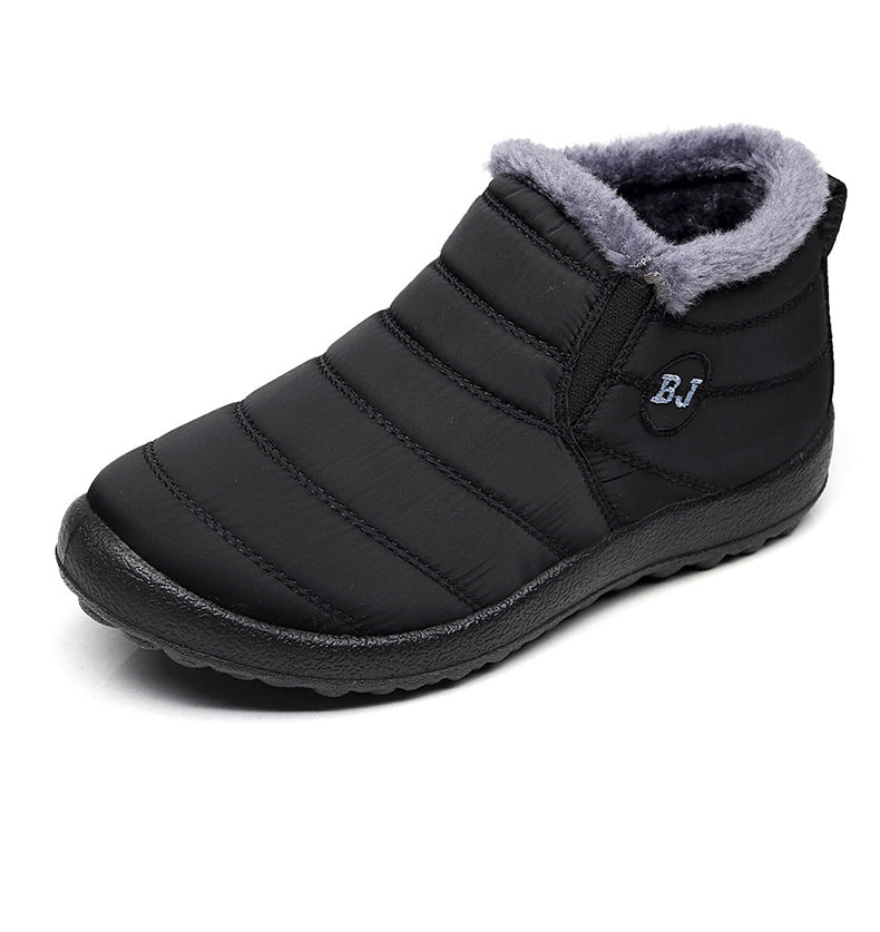 Męskie zimowe buty śniegowce za kostkę w kolorze czarnym