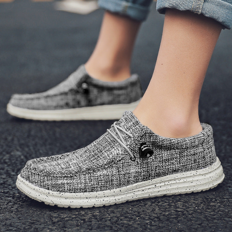 Męskie loafery casual slip-on z płótna w kolorze czarnym