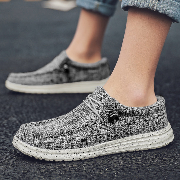 Męskie loafery casual slip-on z płótna w kolorze czarnym
