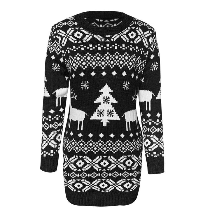 Damski sweter świąteczny z reniferem w zimowym wzorze