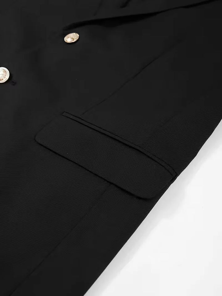 Kornel | Męska Marynarka Slim Fit ze Złotymi Guzikami