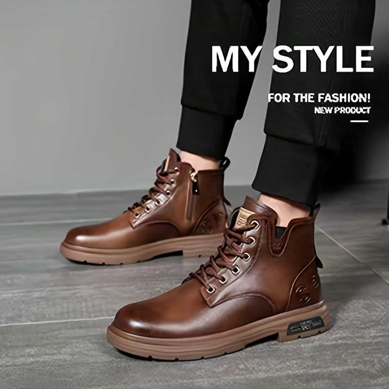 Sebastian | Wysokie skórzane buty męskie z zamkiem