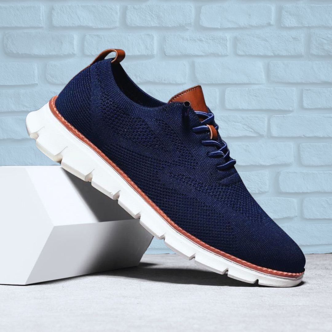 Cezary | Męskie oddychające sneakersy granatowe