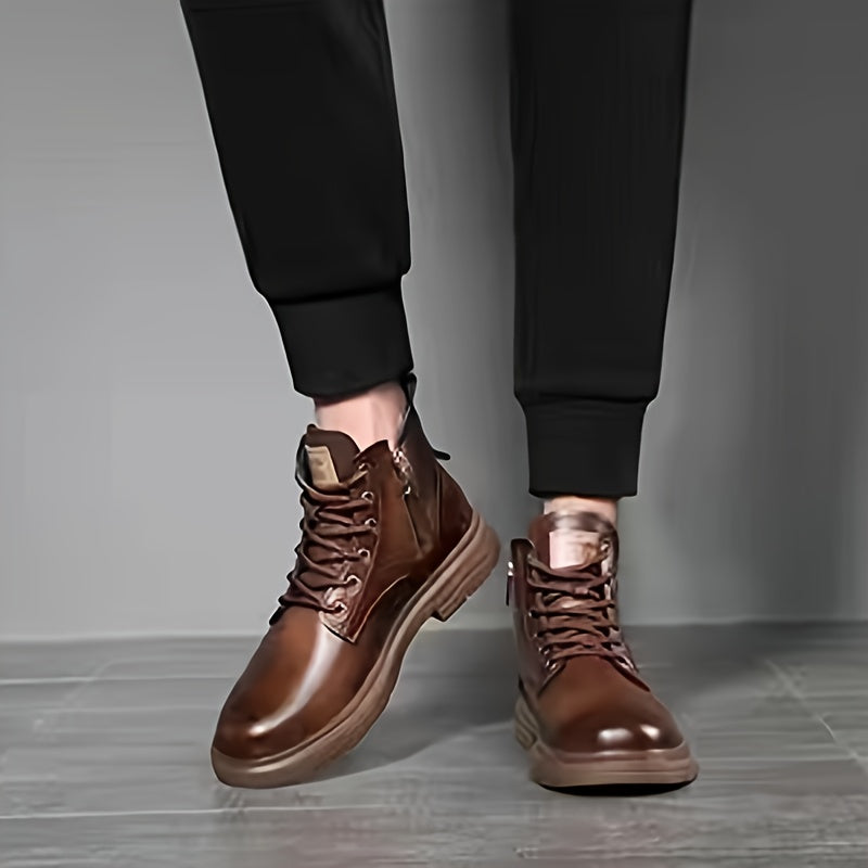 Sebastian | Wysokie skórzane buty męskie z zamkiem
