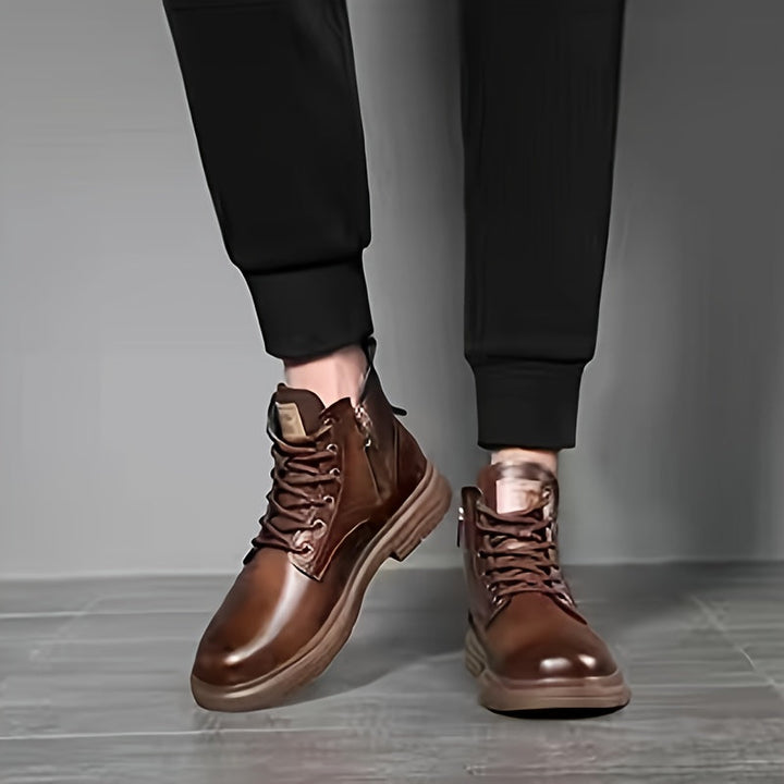 Sebastian | Wysokie skórzane buty męskie z zamkiem